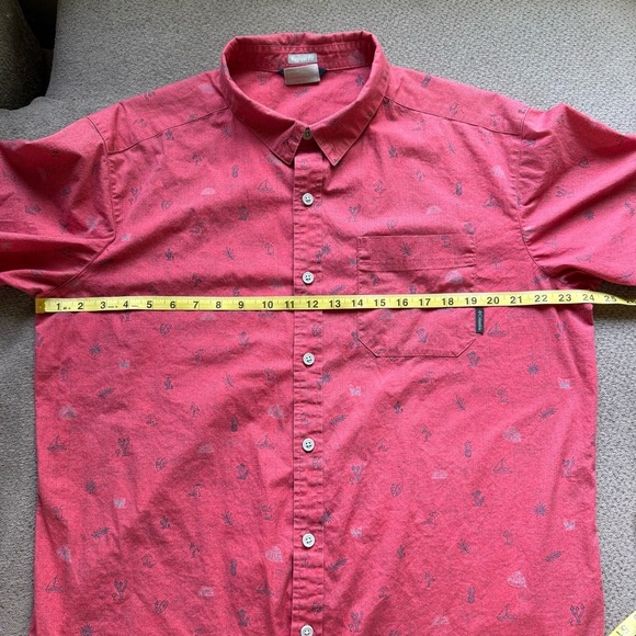 Columbia Sportswear Company Mens L Short Sleeve Shirt Red Pineapple Boat Print - Picture 5 of 6